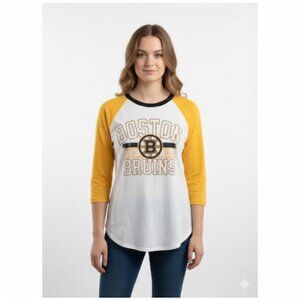 Boston Bruins Women's Womens Baseball Style Tee T Shirt Top  NWT